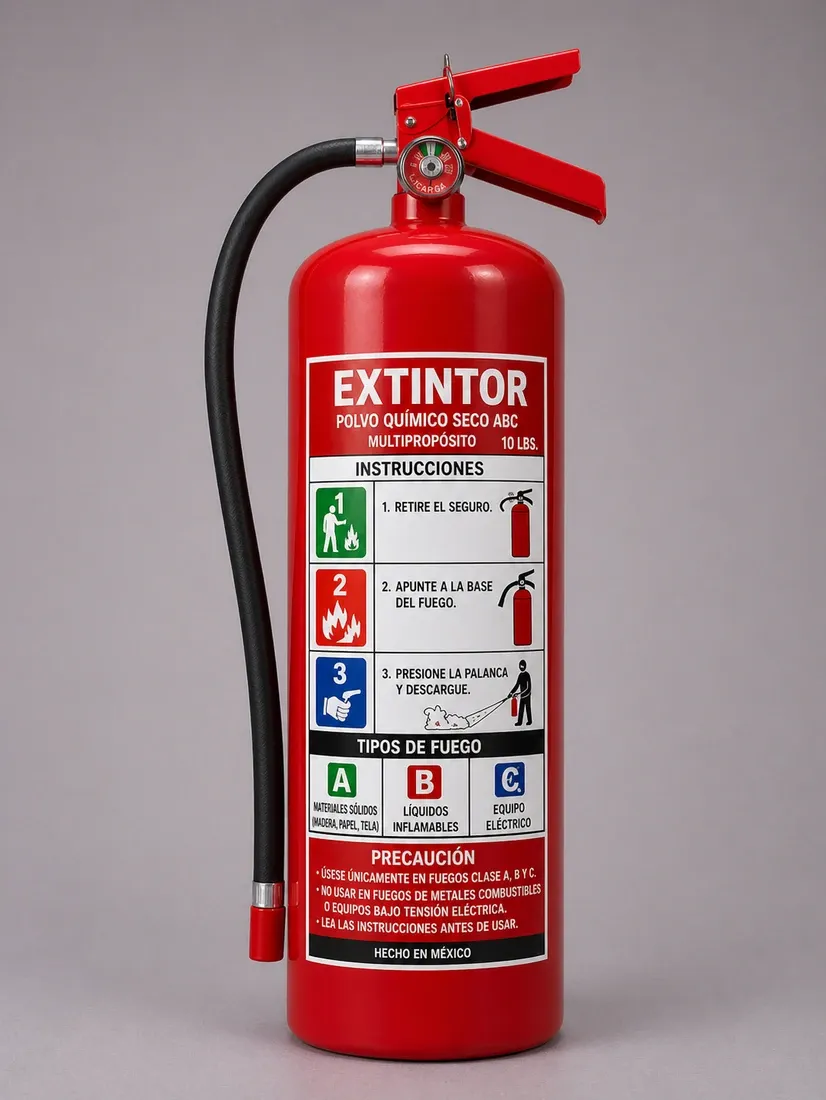 Extintor rojo de polvo químico seco de seis kilogramos